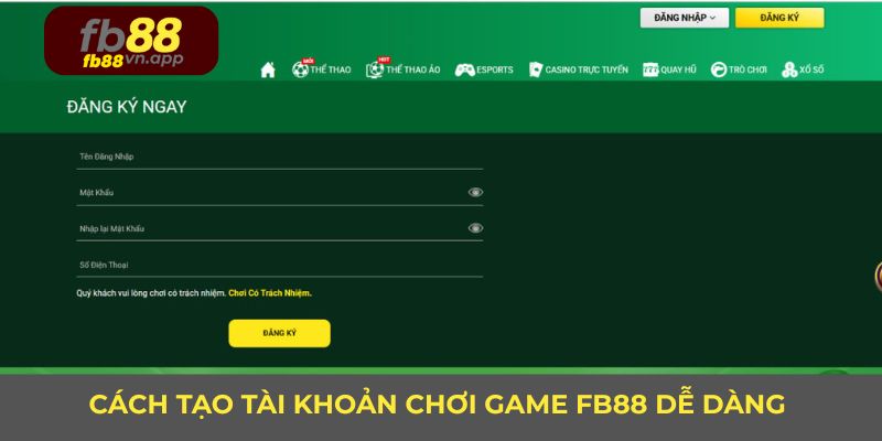 Cách tạo tài khoản chơi game FB88 dễ dàng ai cũng làm được